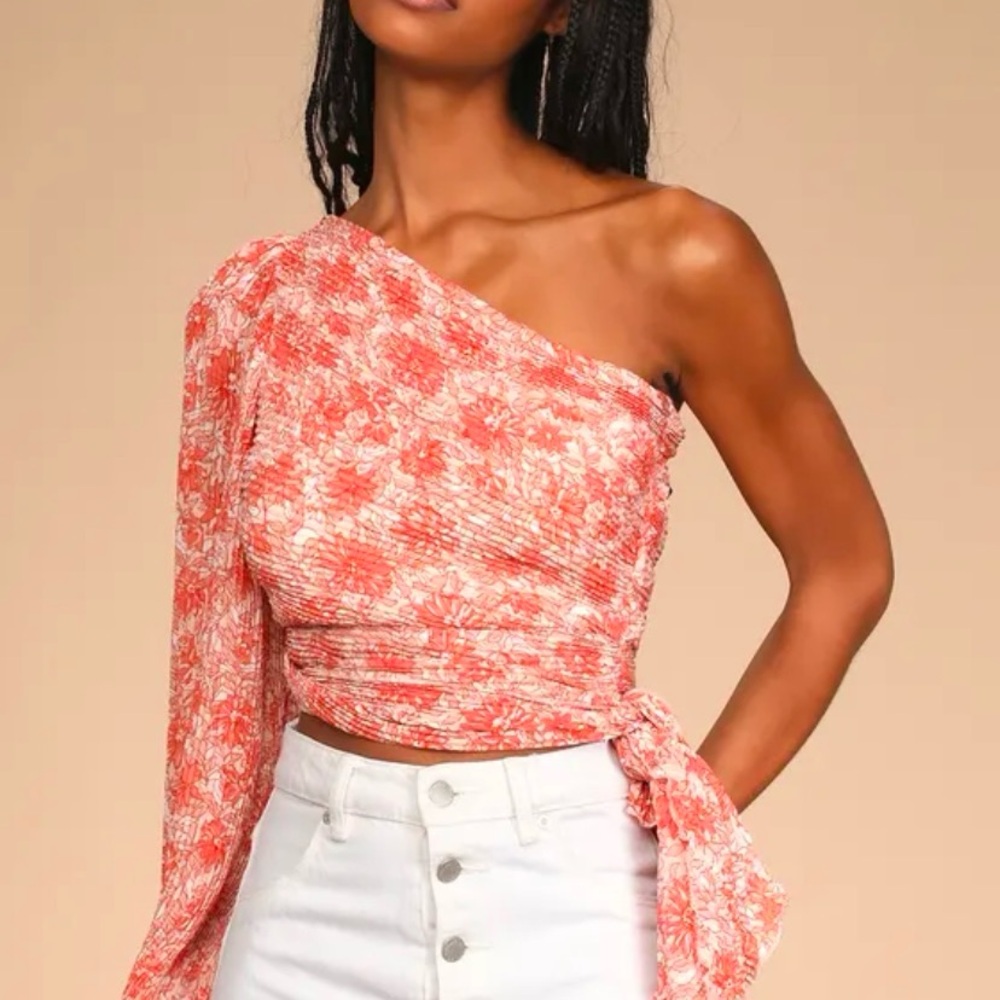 Pleated One Shoulder Blouse